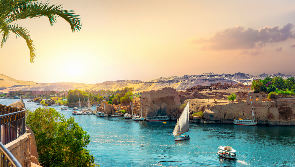 Vista do Grande Nilo em Aswan