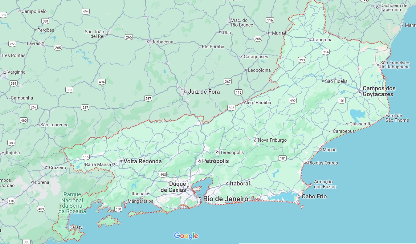 Mappa della regione di Rio de Janeiro
