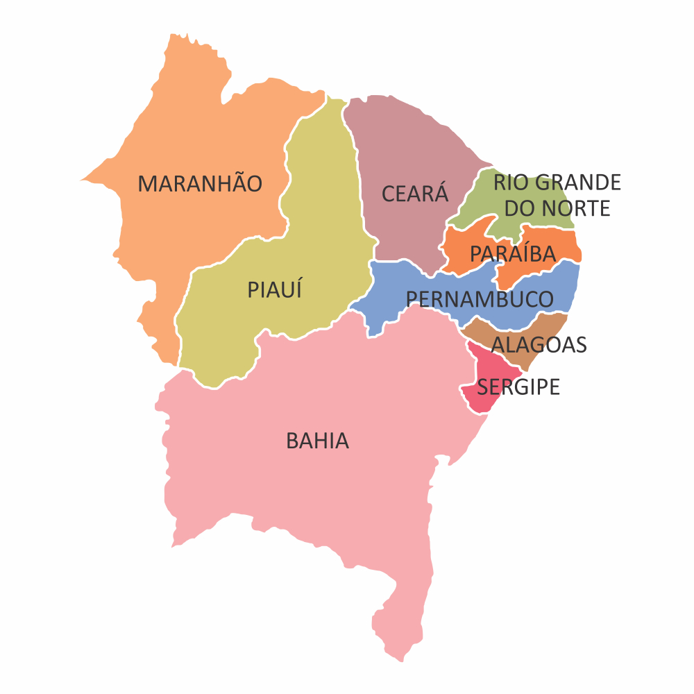 Map of the Northeast Region of Brazil